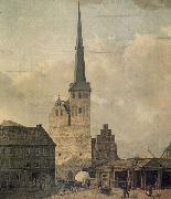 Johann Heinrich Hintze Berlin, Nikolaikirche von Westen oil painting reproduction
